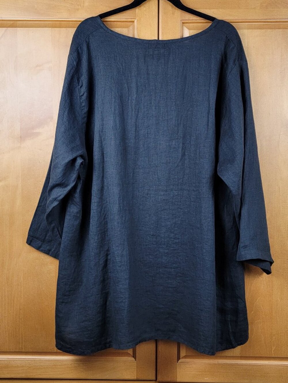 Flax Women's Black Linen 3/4 Sleeve Pullover Scoop Neck Top - Size 24-26 - Picture 3 of 7